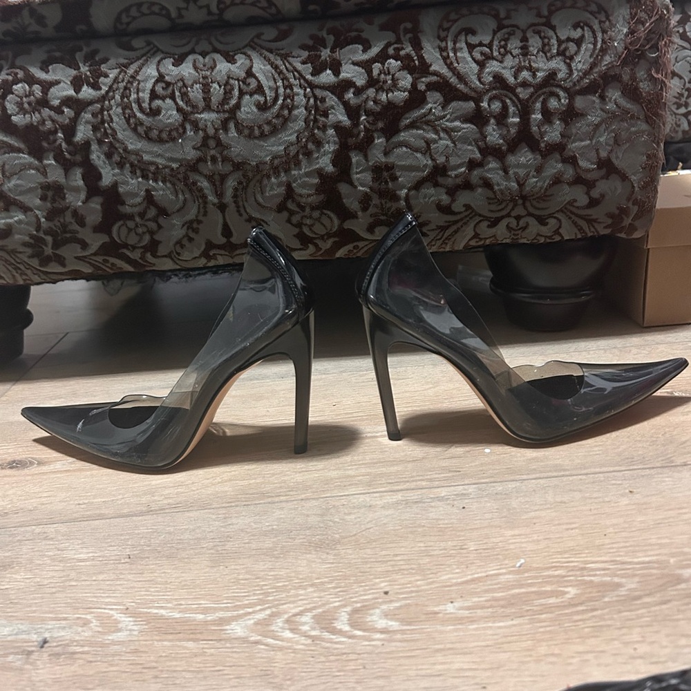 Good American Black Transparent Heels